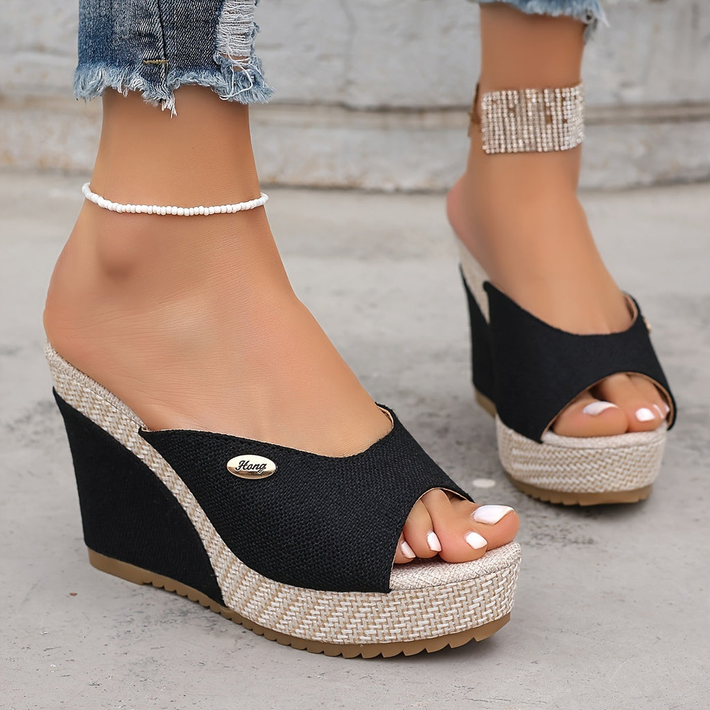 Women's Wedge Sandals Black | Buckles Comfort Elegant Shoes