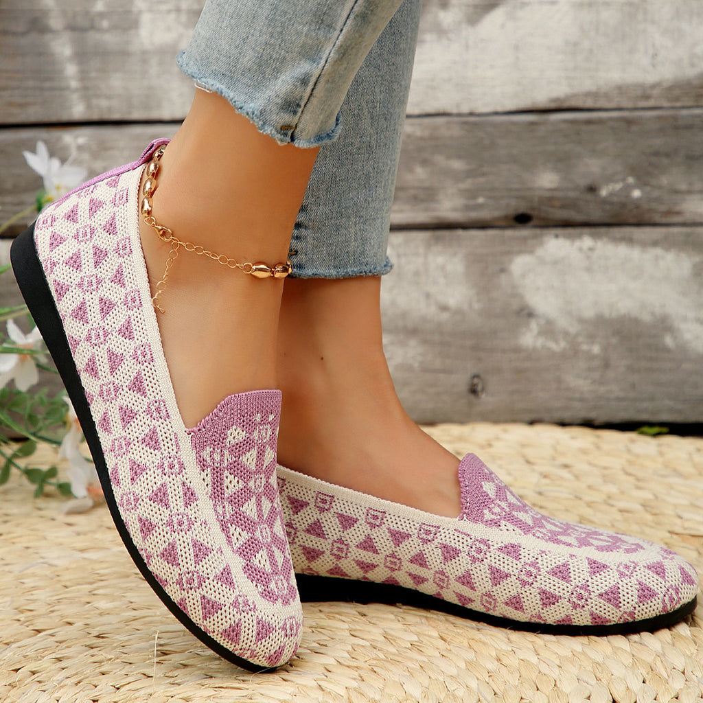 Women's Knitted Loafer Print | Breathable Comfortable Flats