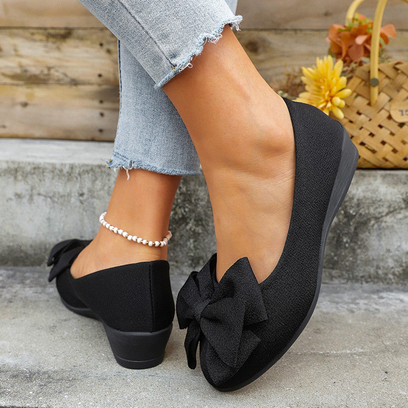Damen Ballerina mit Schleife | Bequeme Slip-On Flats elegant