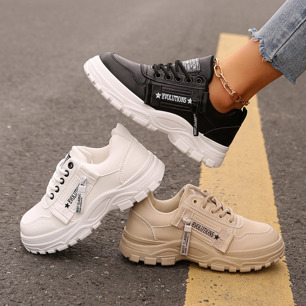 Women's Platform Sneakers with Side Zipper – Sporty Fashion Shoes