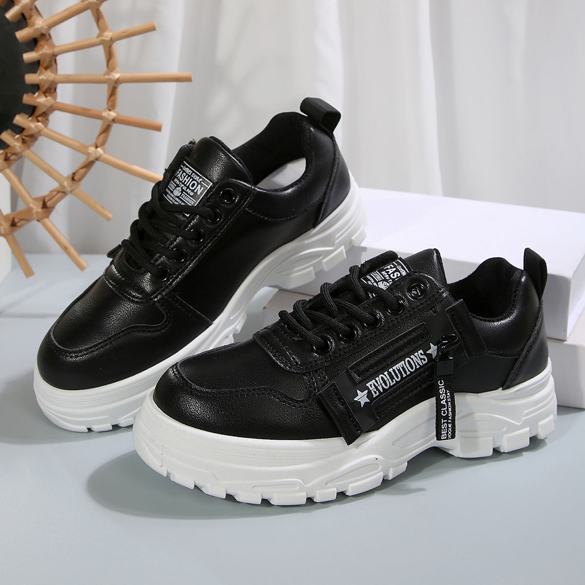 Women's Platform Sneakers with Side Zipper – Sporty Fashion Shoes