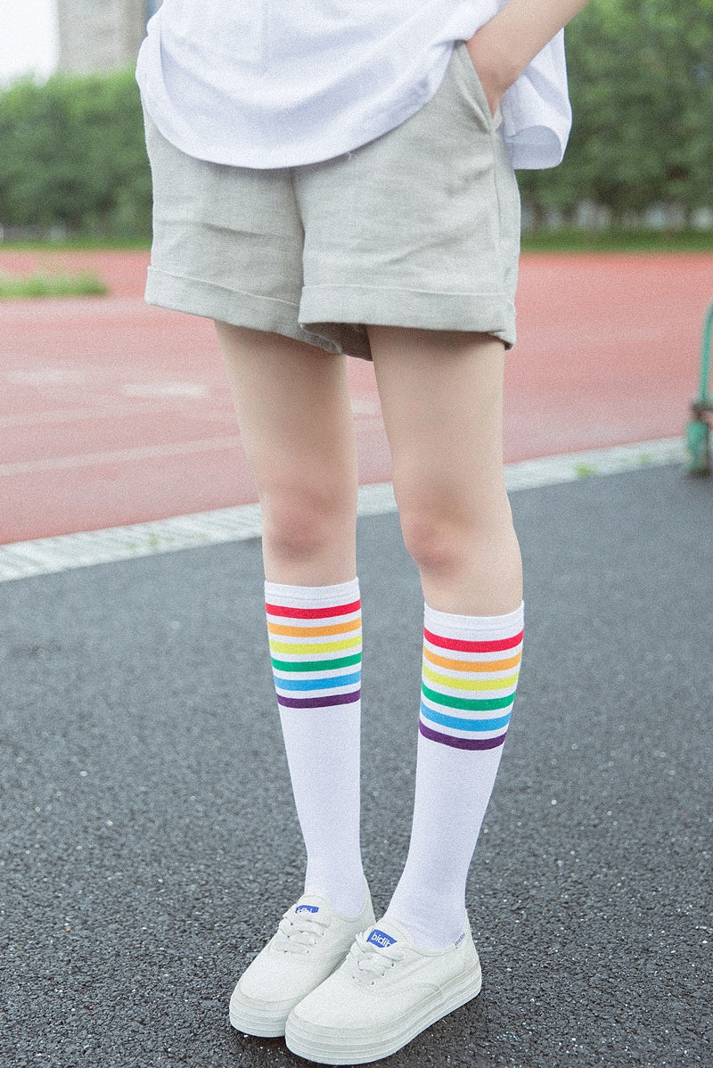Women's Striped Knee-High Socks | Sporty Over-the-Knee Socks