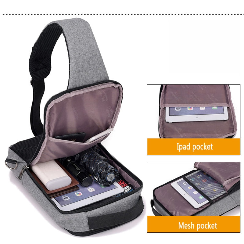 Anti-Theft Chest Bag with USB Charging Port | Secure & Modern Crossbody Sling Bag