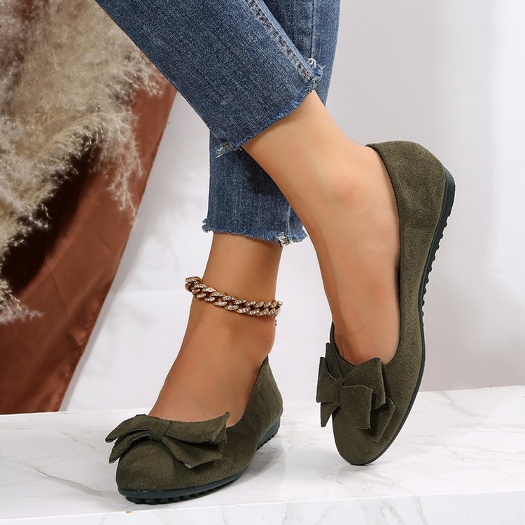 Damen Ballerina Schleife bequem | Slip-On Flats elegant Alltag