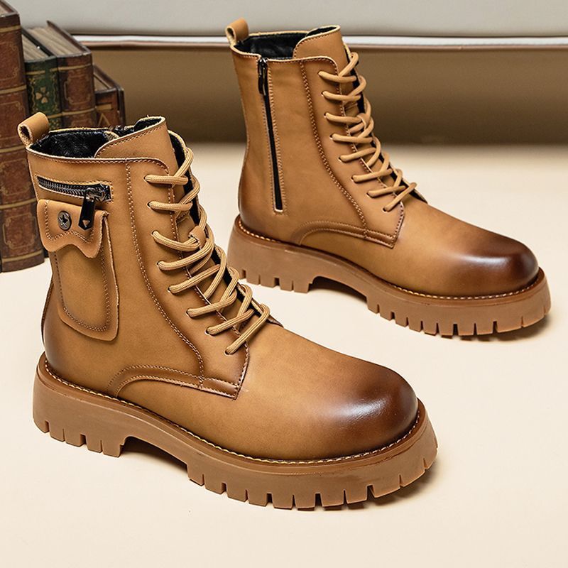 Men's Genuine Leather Martin Boots High Top – Robust Casual Leather Ankle Boots