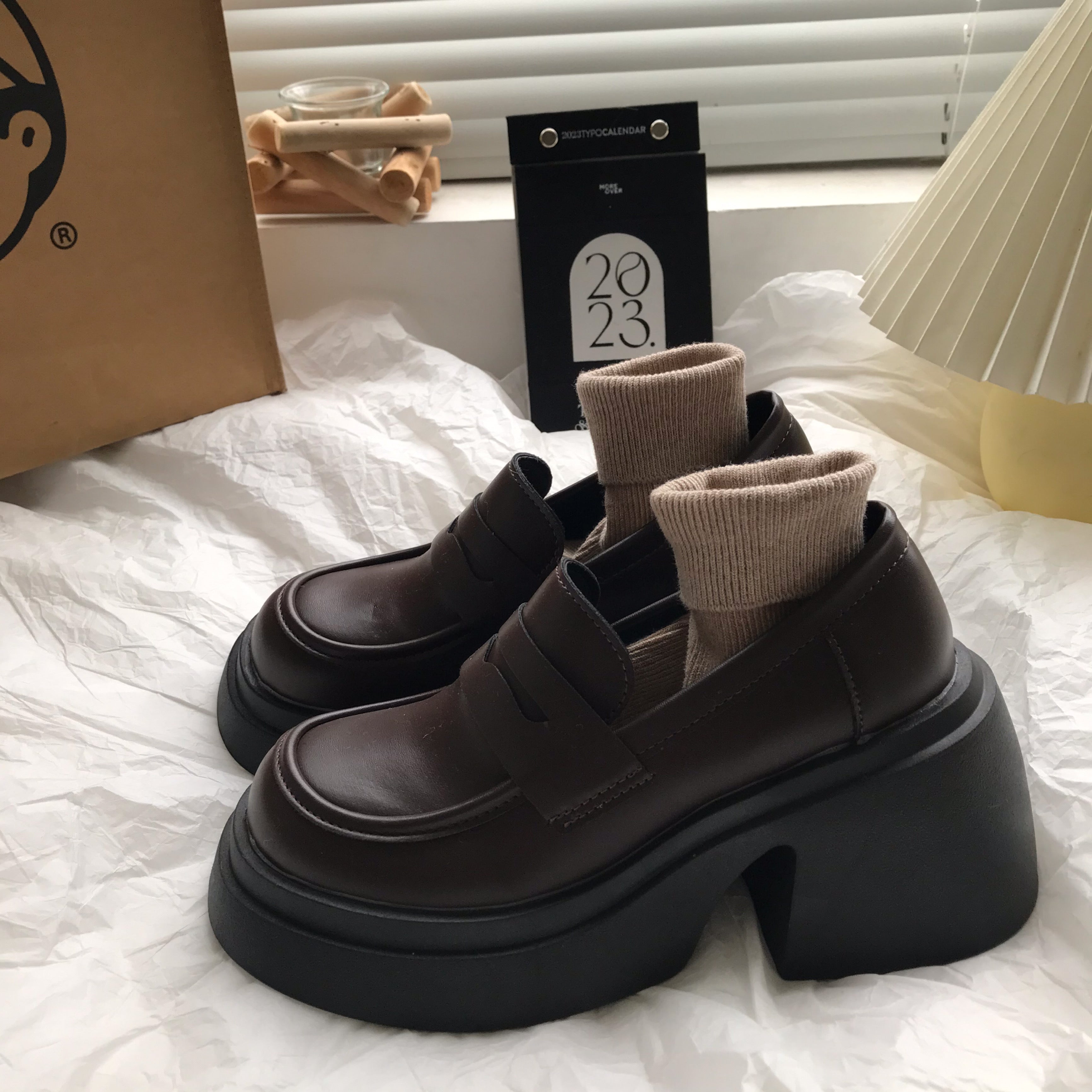 Women's Leather Lace-up Block Heel Shoes | Elegant Comfortable Shoes