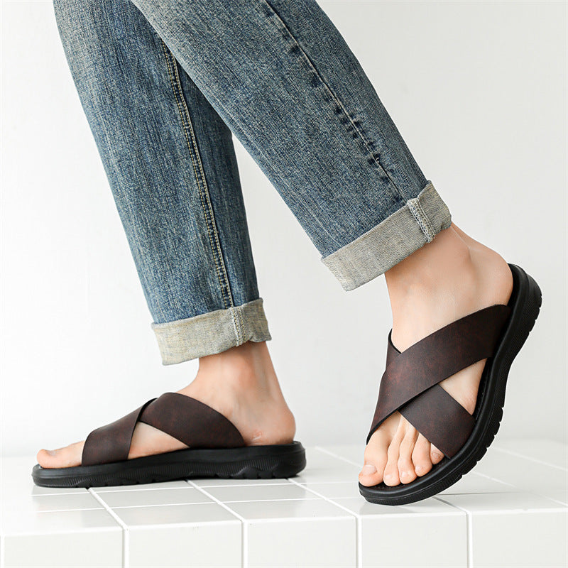 Herren Leder Slipper | X-Design Großgrößen Sommer Komfort