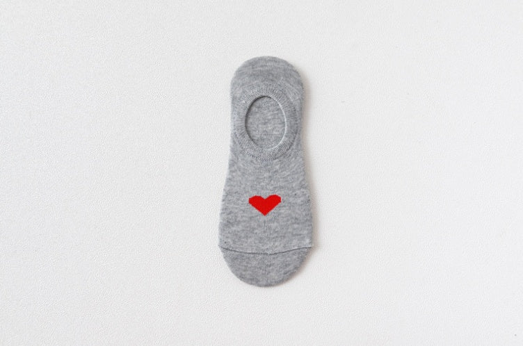 Women's Heart Print Sneaker Socks | Invisible Non-Slip Socks