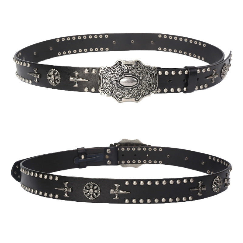 Skull Belt for Men | Hip Hop Punk Leather Belt Skull