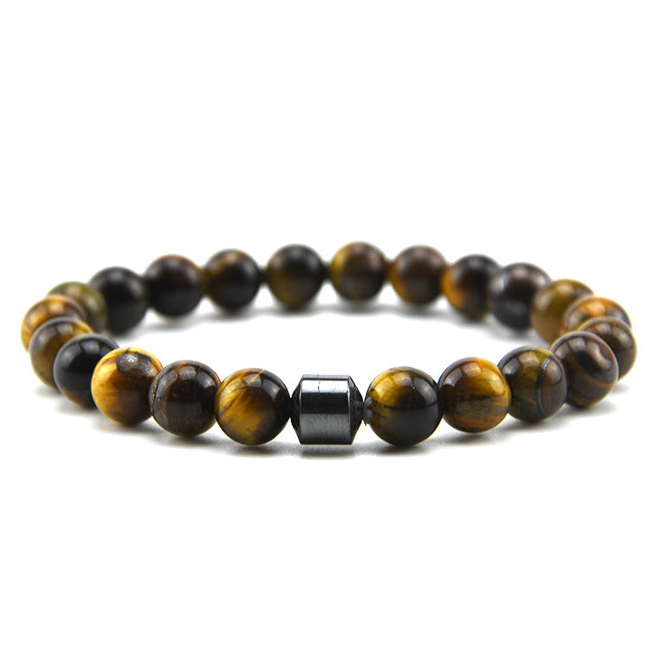 Schwarzes Tigeraugen-Perlenarmband