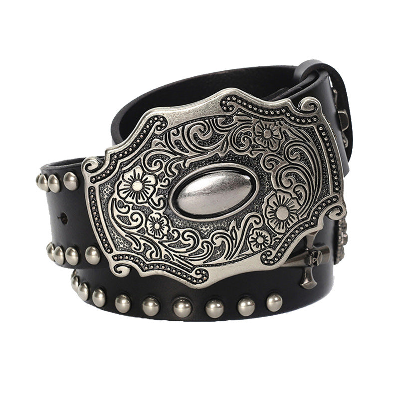 Skull Belt for Men | Hip Hop Punk Leather Belt Skull