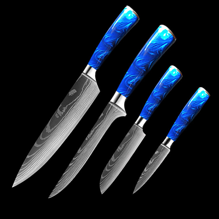 Chef Knife 8 Inch | Kitchen Knife Blue Resin Handle Stainless Steel