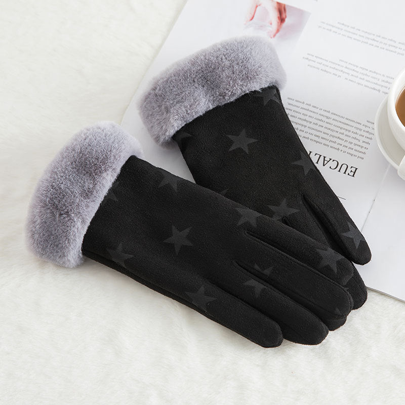 Damen Wildleder Winterhandschuhe | Warme Woll Thermohandschuhe