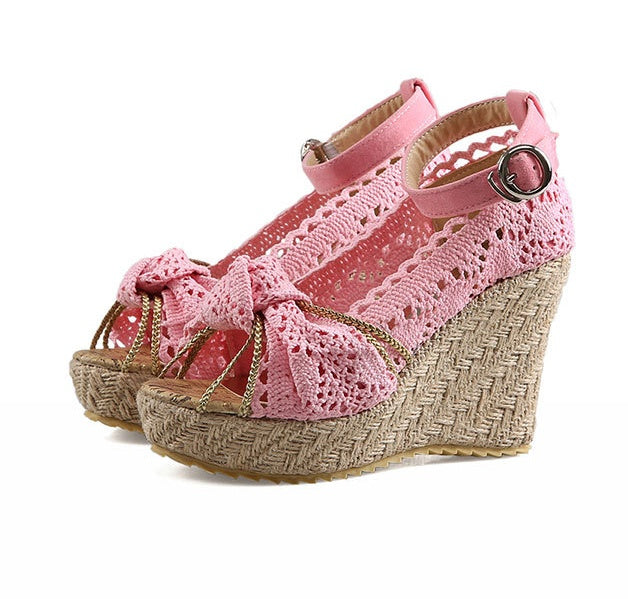 Women's Wedge Sandals with Lace | Elegant Summer Sandals