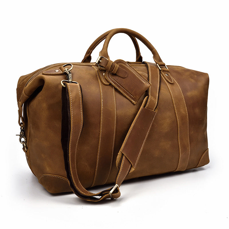 Crazy Horse Leather Travel Bag XXL | Vintage Weekender for Men