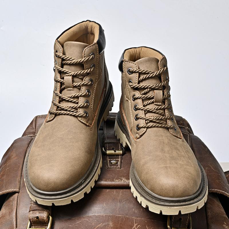 Men's Genuine Leather Martin Boots Mid-Top – Casual Leather Ankle Boots
