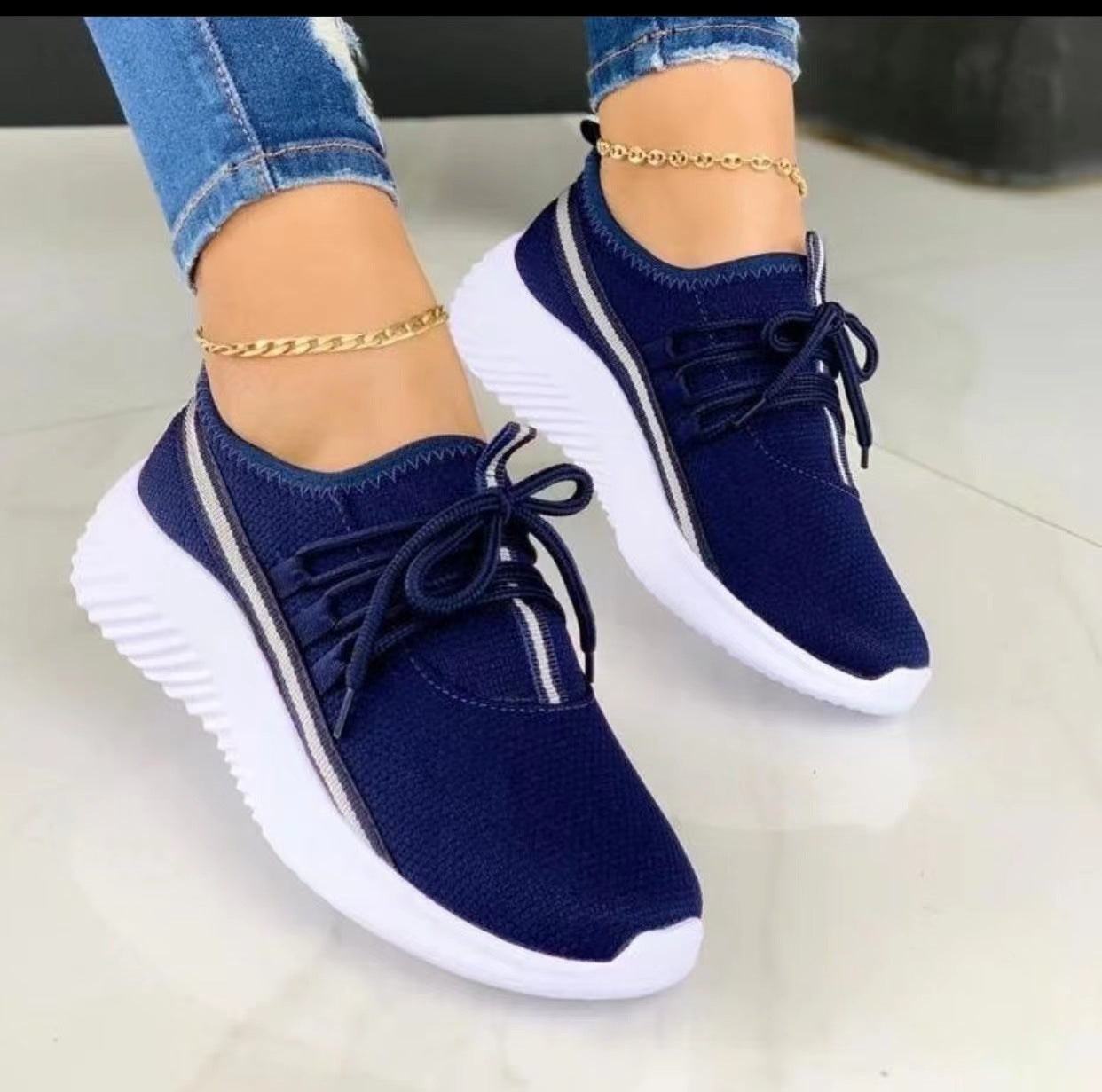 Damen Streifen Sneaker – Sportliche Fashion Freizeit Schuhe