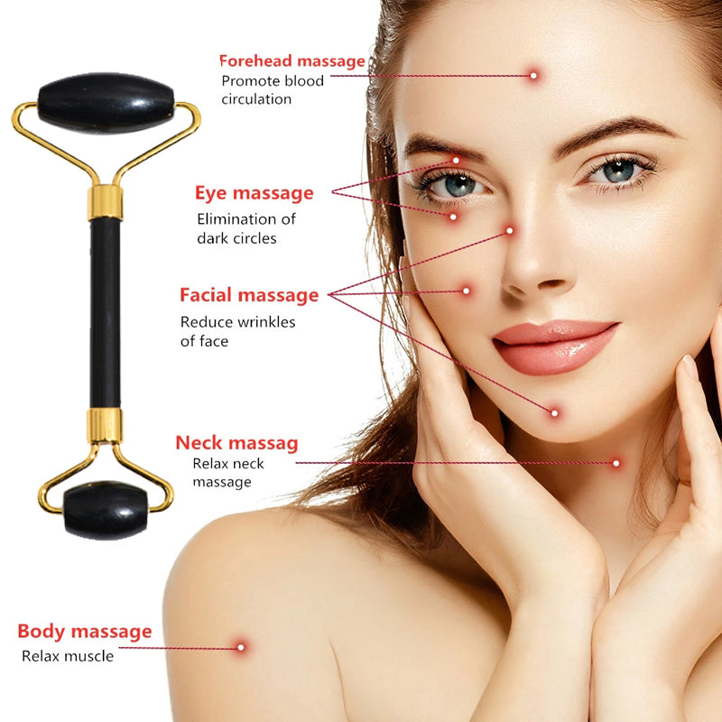 Jade Gesichtsmassageroller | Beauty Face Care Massagegerät für Strahlende Haut