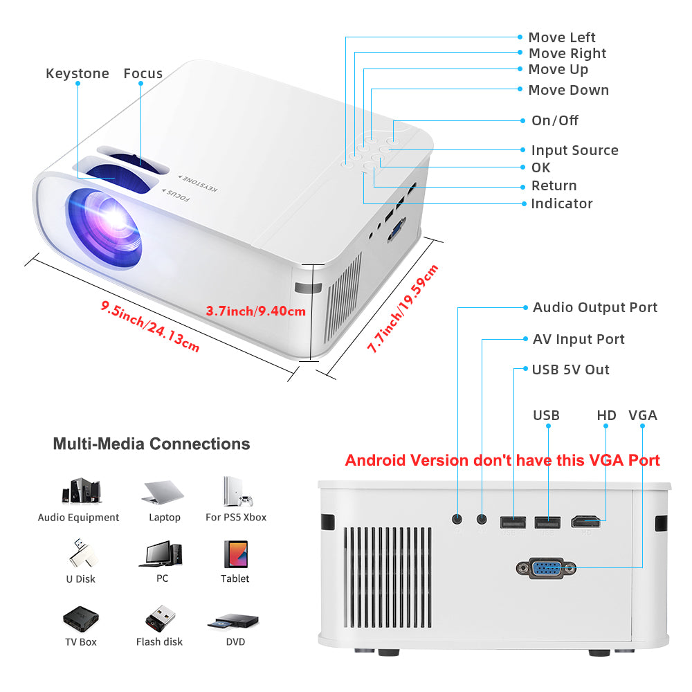 Tragbarer HD Mini Beamer – Kabelloser Smartphone Projektor für Heimkino