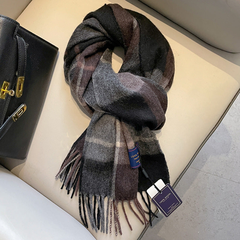 Men's Wool Scarf Winter warm modern Red Green Grey stylish