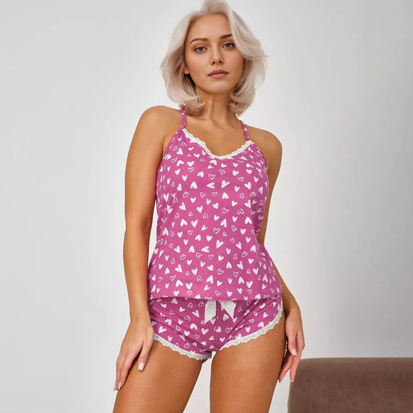 Women's Knit Loungewear with Lace – Elegant Comfort Set