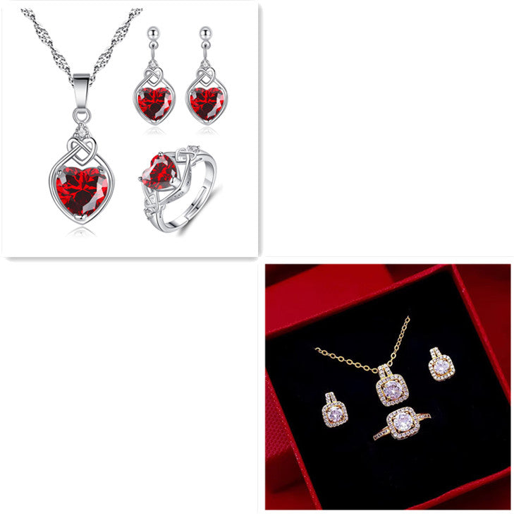 Luxurious Zirconia Jewelry Set in Gold – Choker Necklace, Earrings & Statement Ring