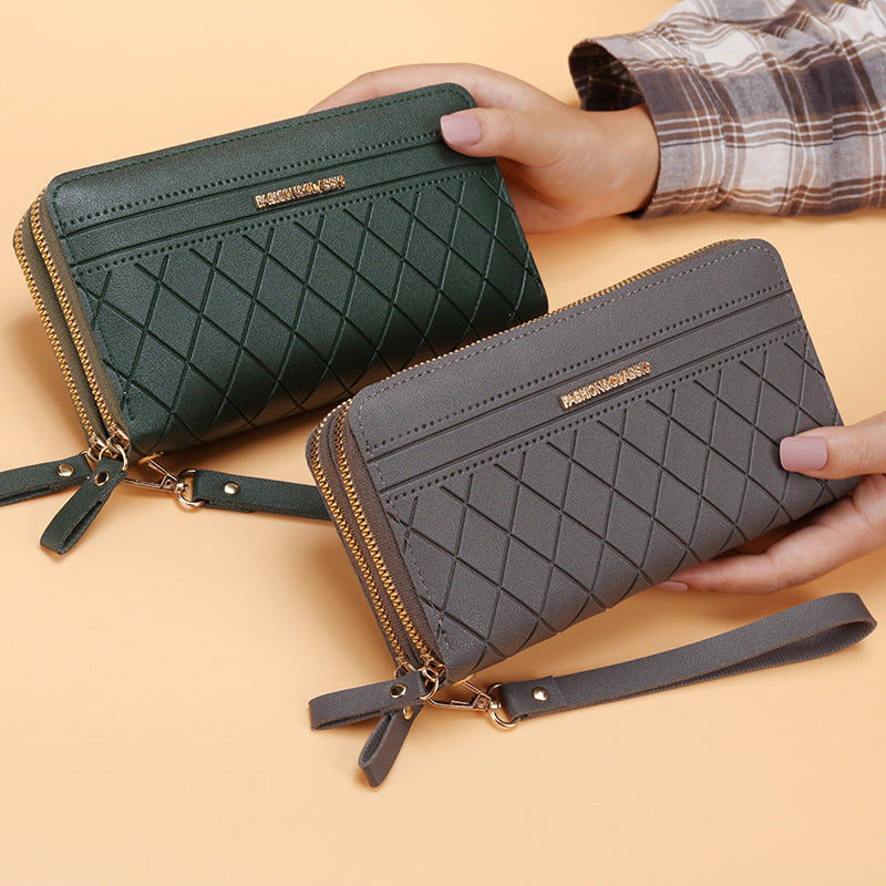 Women's long wallet, many card slots, double zipper, elegant