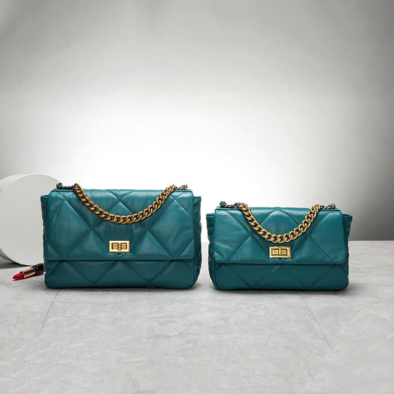 Lambskin Women's Bag Chain Shoulder Bag Rhombus Elegant
