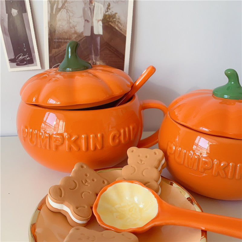 Ceramic Pumpkin Mug Set – Breakfast Mugs for Couples