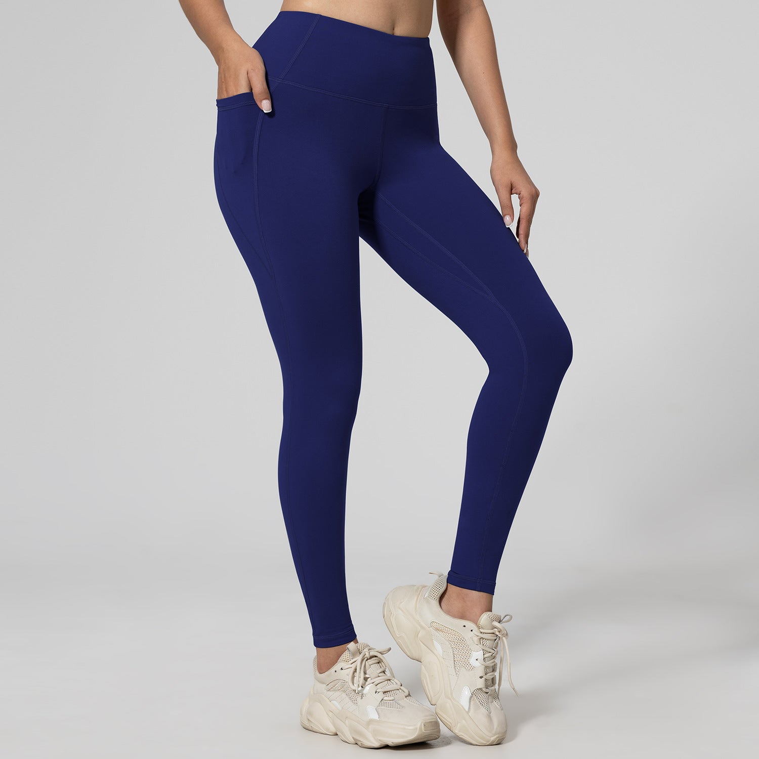 Women's High Waist Running Leggings with Pockets – Push-Up Sports Trousers
