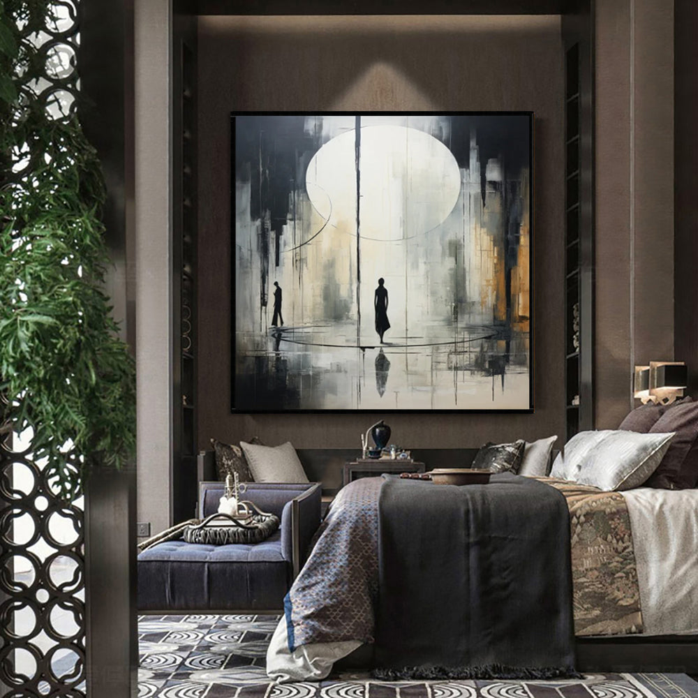 Schwarz Weiß Ölbild abstrakt | Leinwand Kunst modern kaufen
