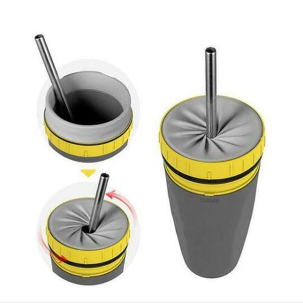 Isolier Trinkbecher To Go – Auslaufsicherer Reise Tumbler mit Strohhalm