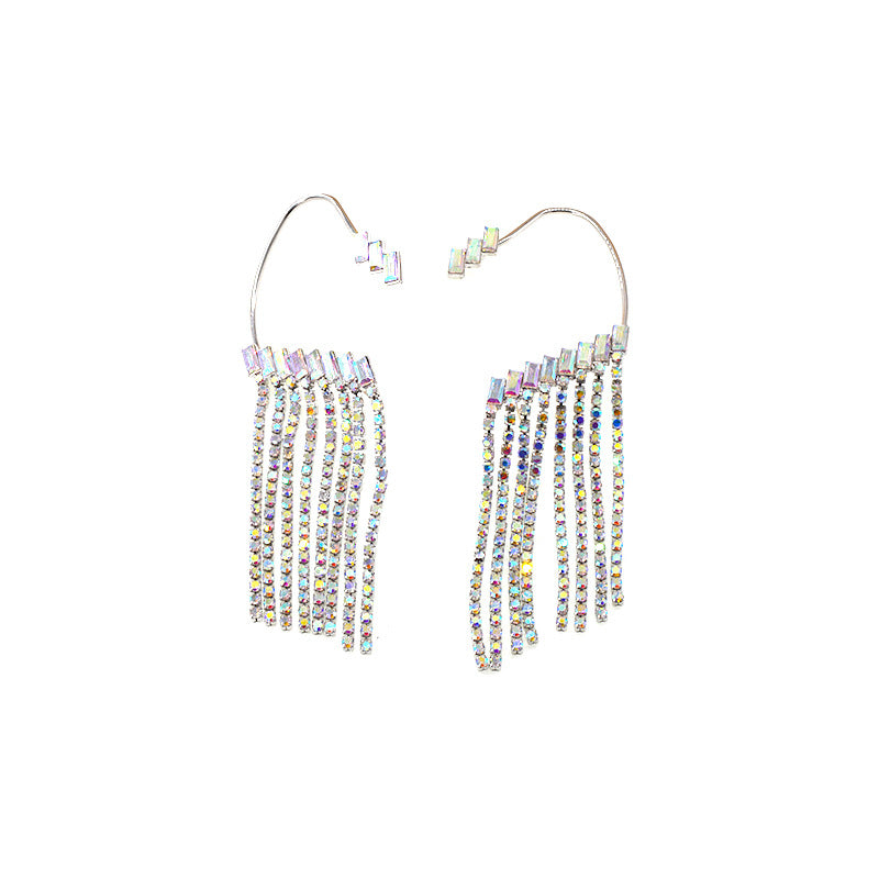 Lange Strass-Tassel Ohrringe – Elegante Funkelnde Ohrhänger für Damen
