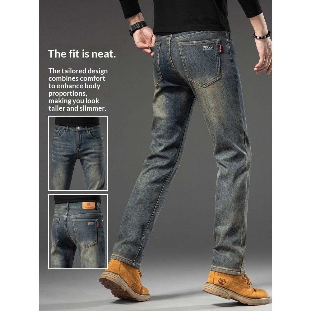 Men's Retro Fabric Trousers Slim Fit – Straight Cut Casual Trousers