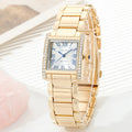 Women's Rectangular Luxury Watch – Roman Numerals & Rhinestones