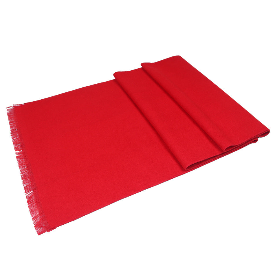 Men's Luxury Velvet Scarf Double-Sided | Warm Fringe Scarf