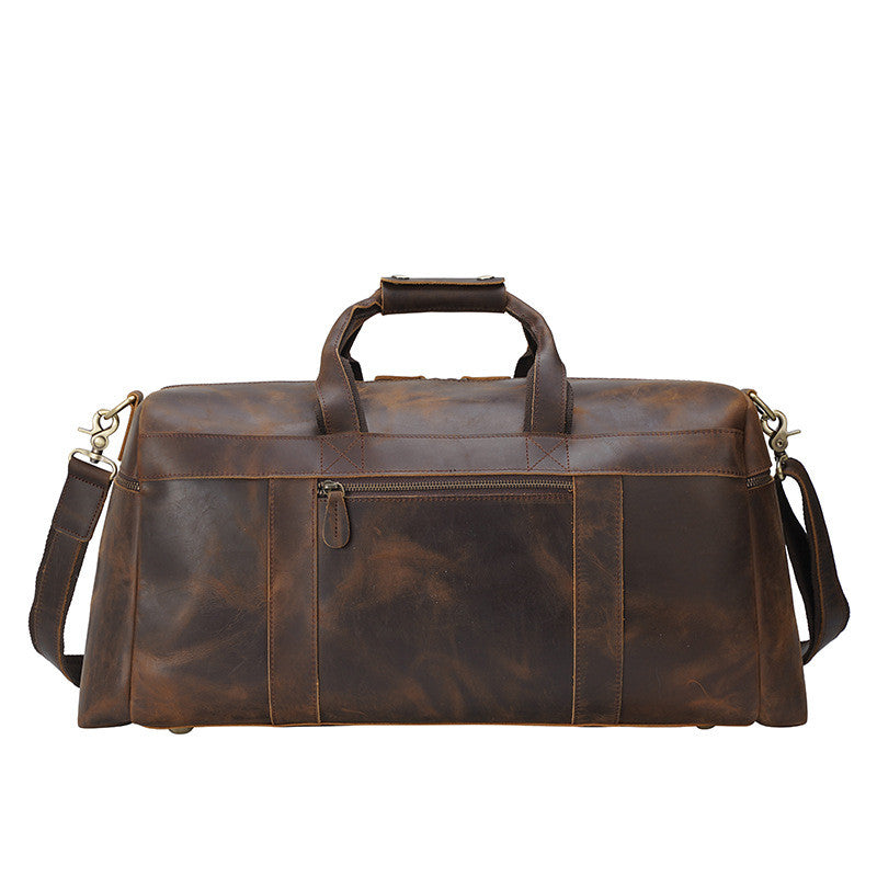 Men's Crazy Horse Leather Large Travel Bag - Vintage Premium Tote