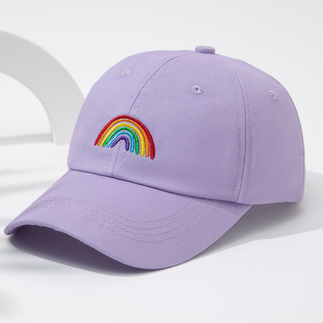 Women's Baseball Cap with Rainbow Embroidery - Sun Protection Cap