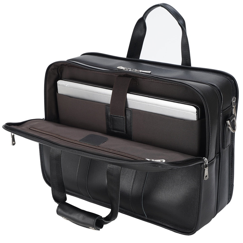 Men's 17-inch Full-Grain Cowhide Leather Premium Business Laptop Bag