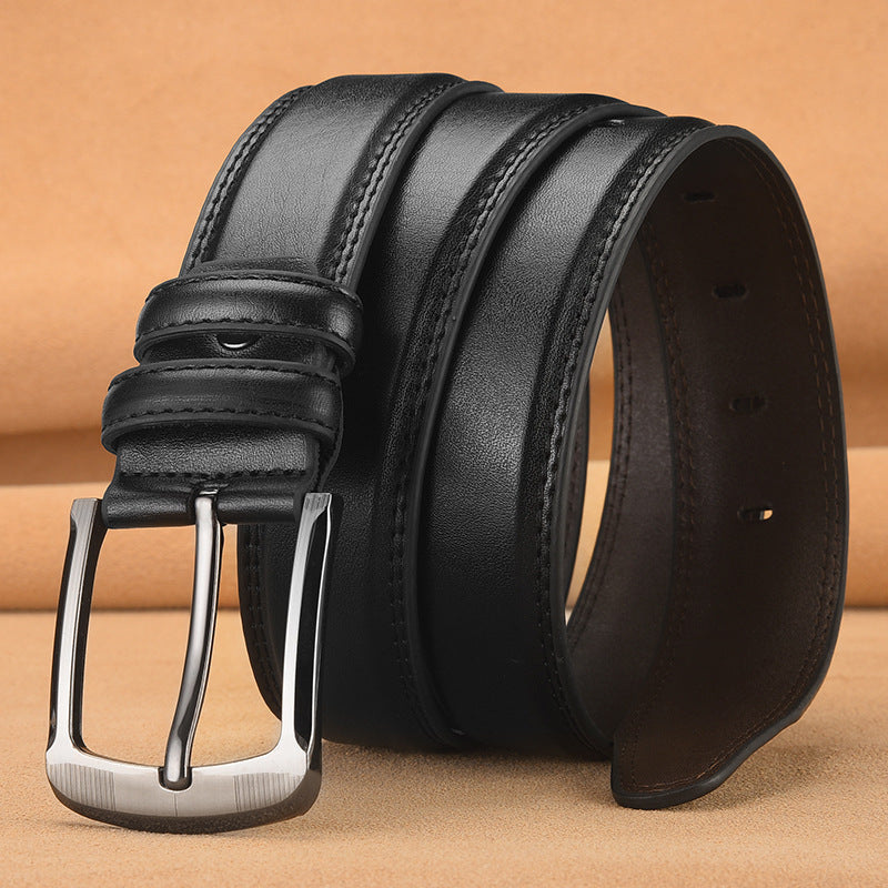 Herren Rindsleder Gürtel | Business Freizeit Dornschließe elegant