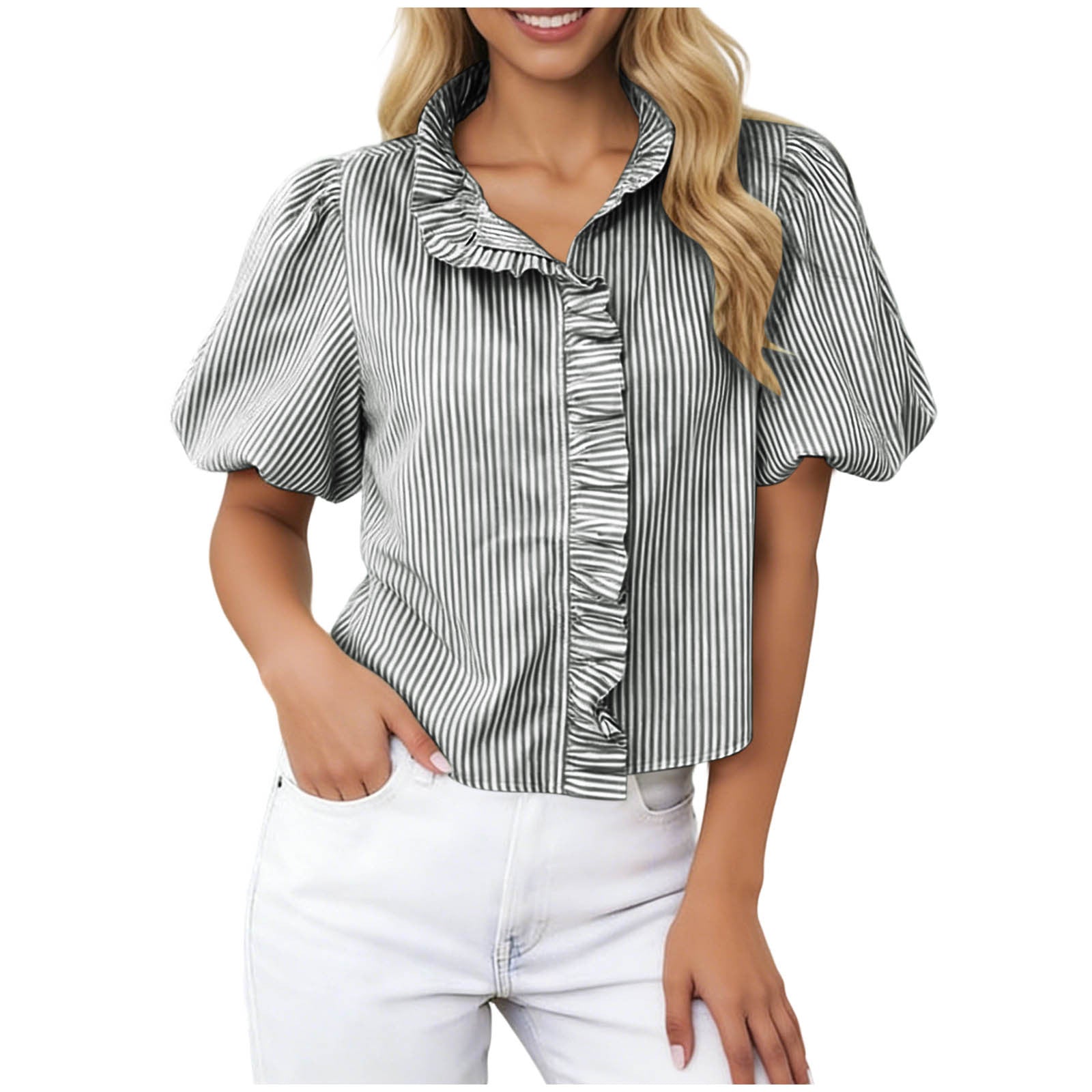 Premium Women's Striped Blouse – Yarn-Dyed, Loose Fit & Stylish