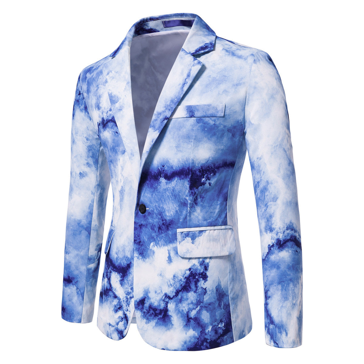 Men's Printed Single-Breasted Blazer – Fashionable Casual Suit Jacket