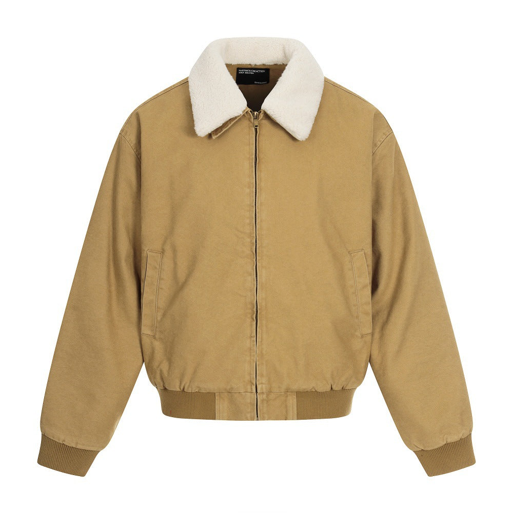 Men's Winter Jacket Fleece Lined – Contrast Design with Fur Collar