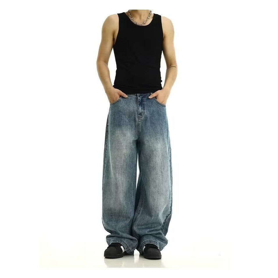Men's Vintage Blue Jeans – Street Style Washed Denim Pants