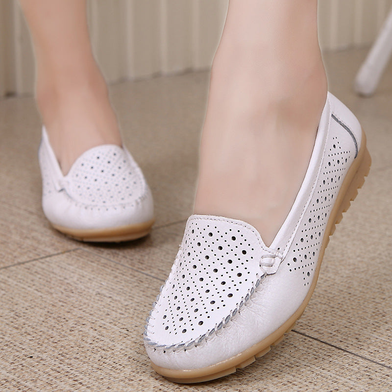 Damen Pflege Schuhe Weiß | Bequeme Leder Slipper Komfortsohle