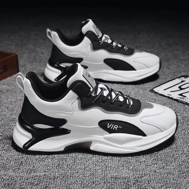 Men's Black White Sneakers Lightweight Breathable Casual Shoes