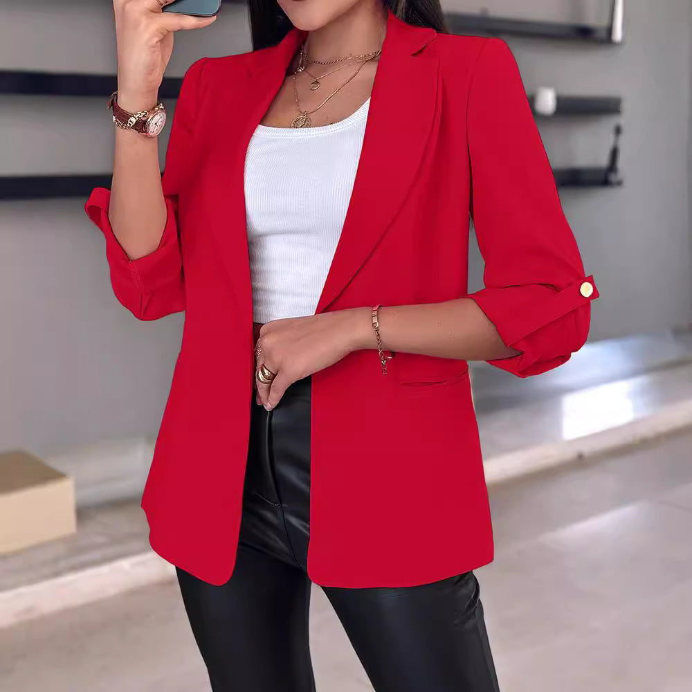 Damen Casual Blazer mit Gekrempelten Ärmeln – Lässig & Vielseitig