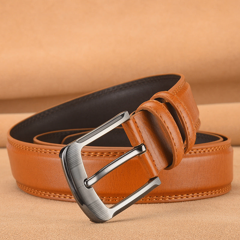 Herren Rindsleder Gürtel | Business Freizeit Dornschließe elegant