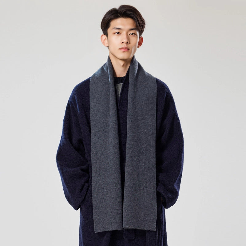 Men's wool scarf plain knit warm elegant versatile
