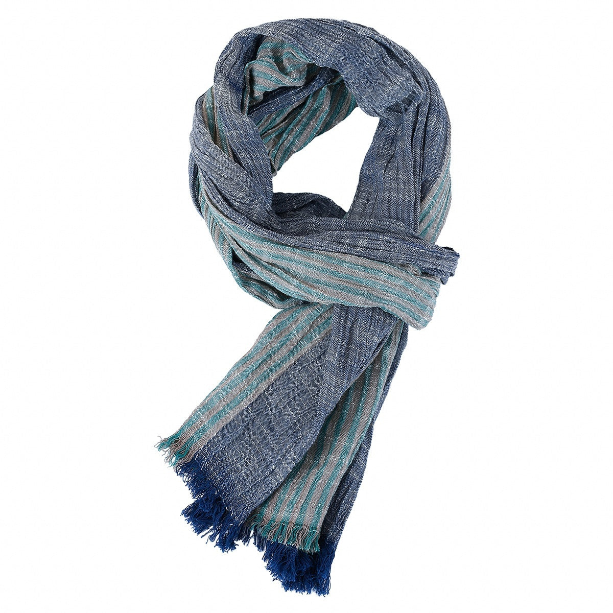 Men's Scarf Navy blue subtly striped summer elegant modern